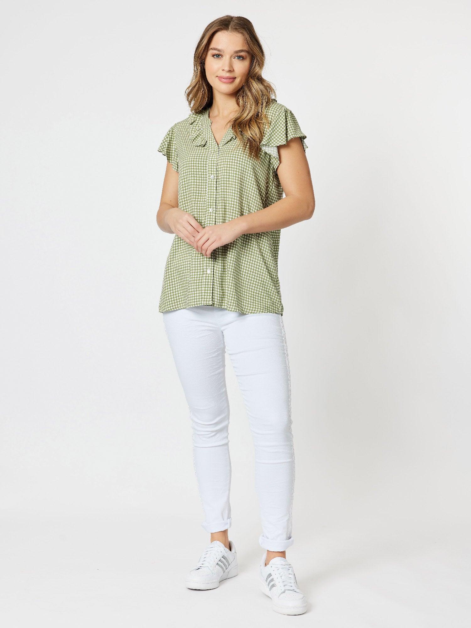 Crushed Embellished Pull-On Jeans - White