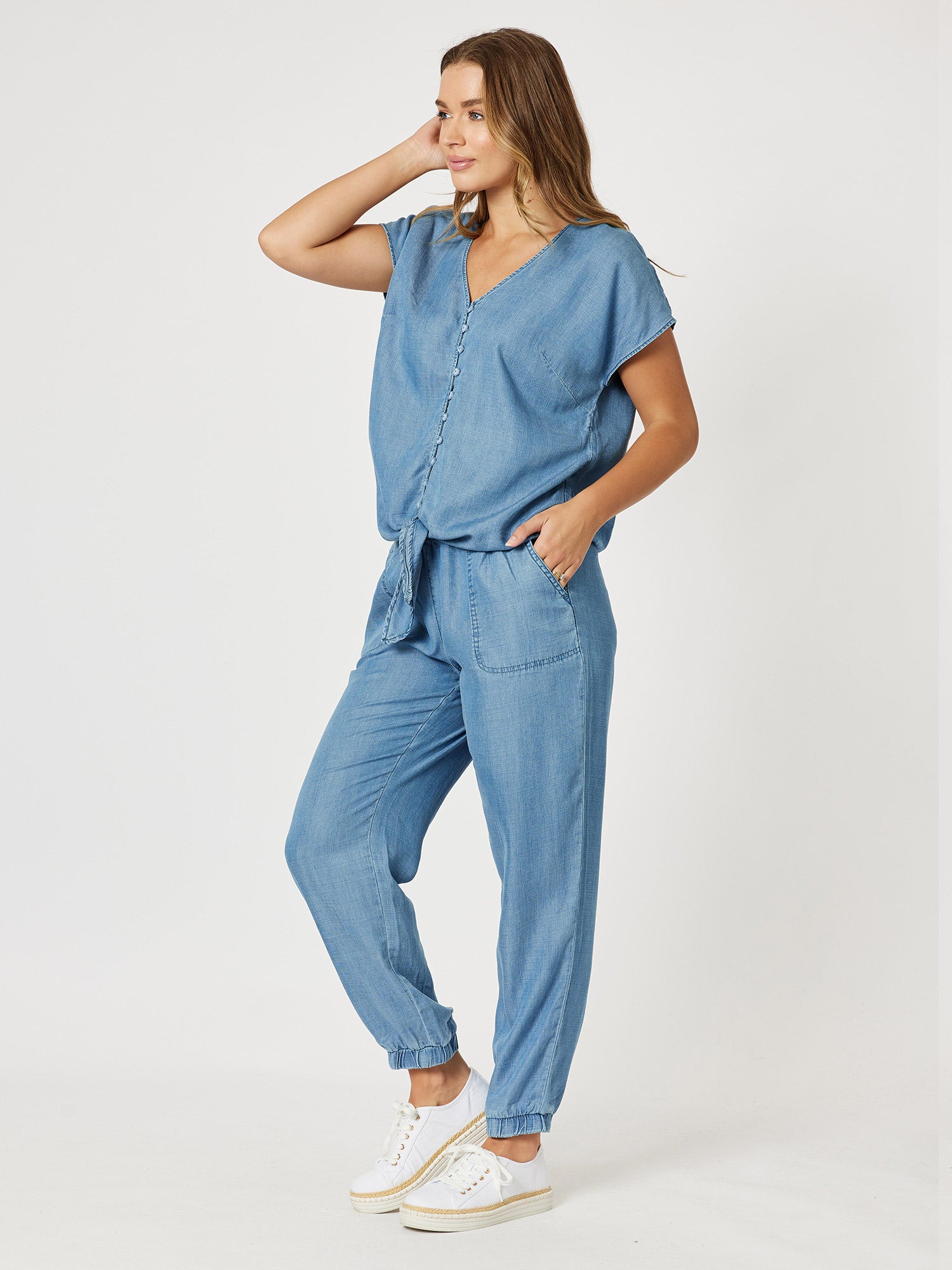 Tie Front Chambray Shirt - Chambray