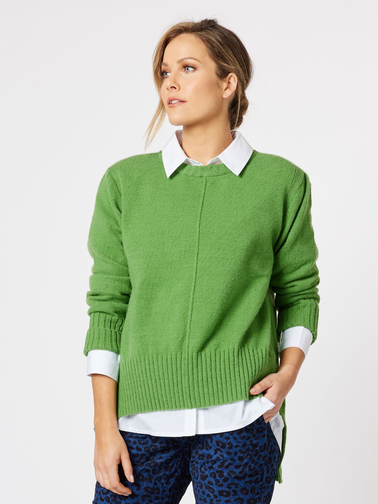 Madeline High Lo Knit Top Top - Green