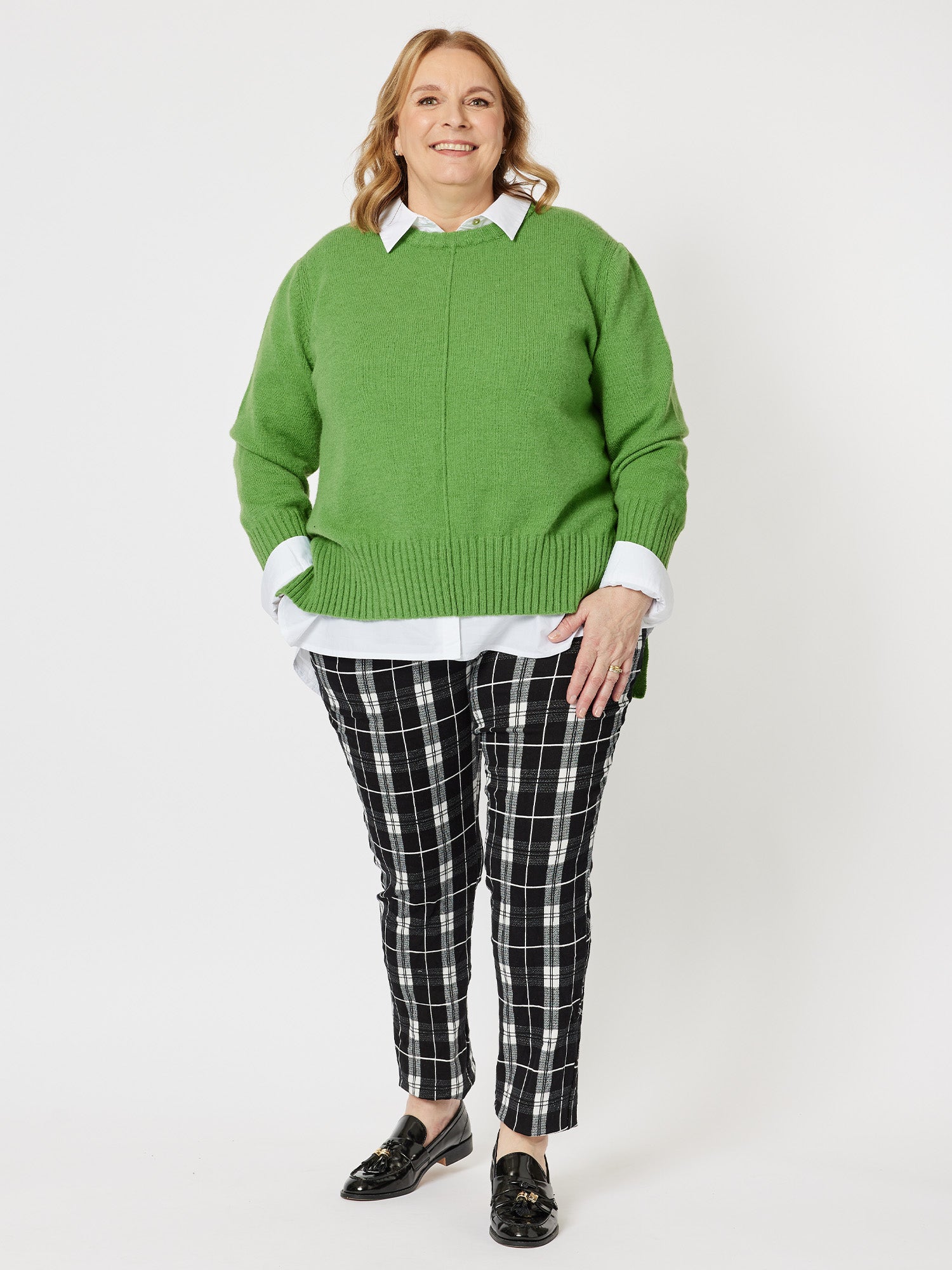 Madeline High Lo Knit Top Top - Green