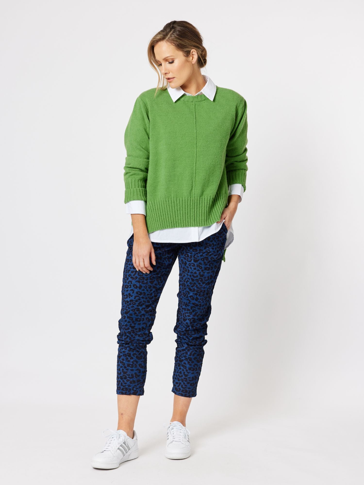 Madeline High Lo Knit Top Top - Green