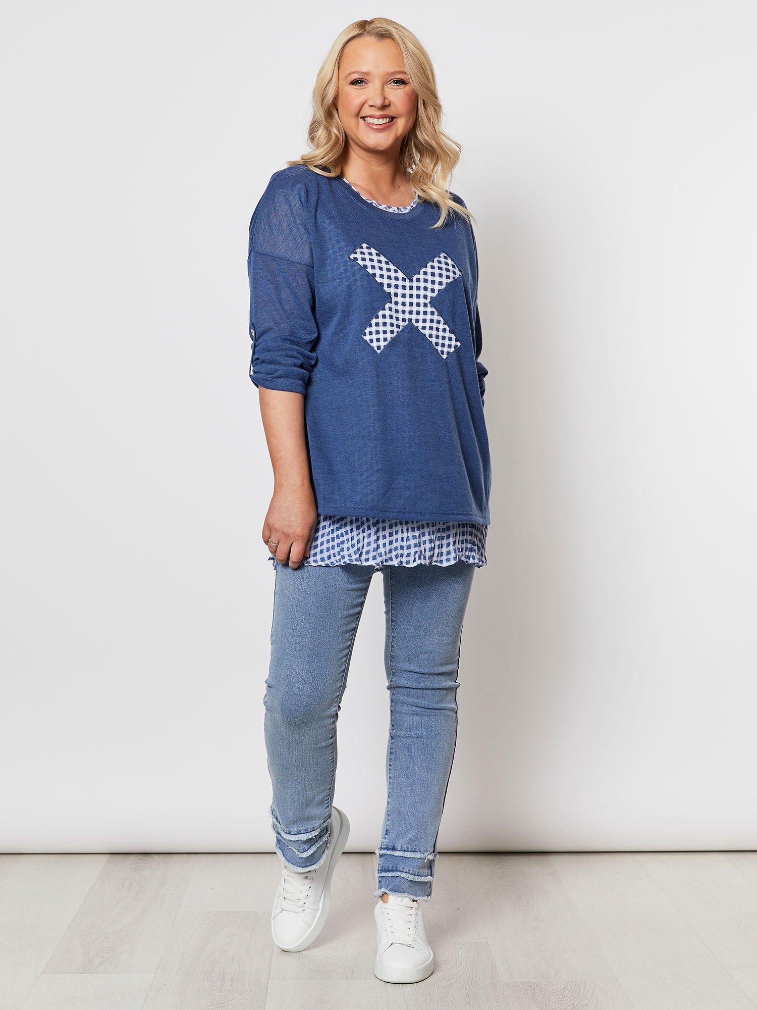 Checked X 2 in 1 Top - Blue