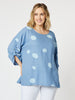 Spot Tab Sleeve Shell - Denim