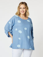 Spot Tab Sleeve Shell - Denim