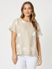 Coin Spot Linen Frilled Hem Top - Natural