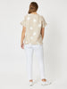 Coin Spot Linen Frilled Hem Top - Natural