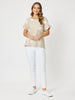 Coin Spot Linen Frilled Hem Top - Natural