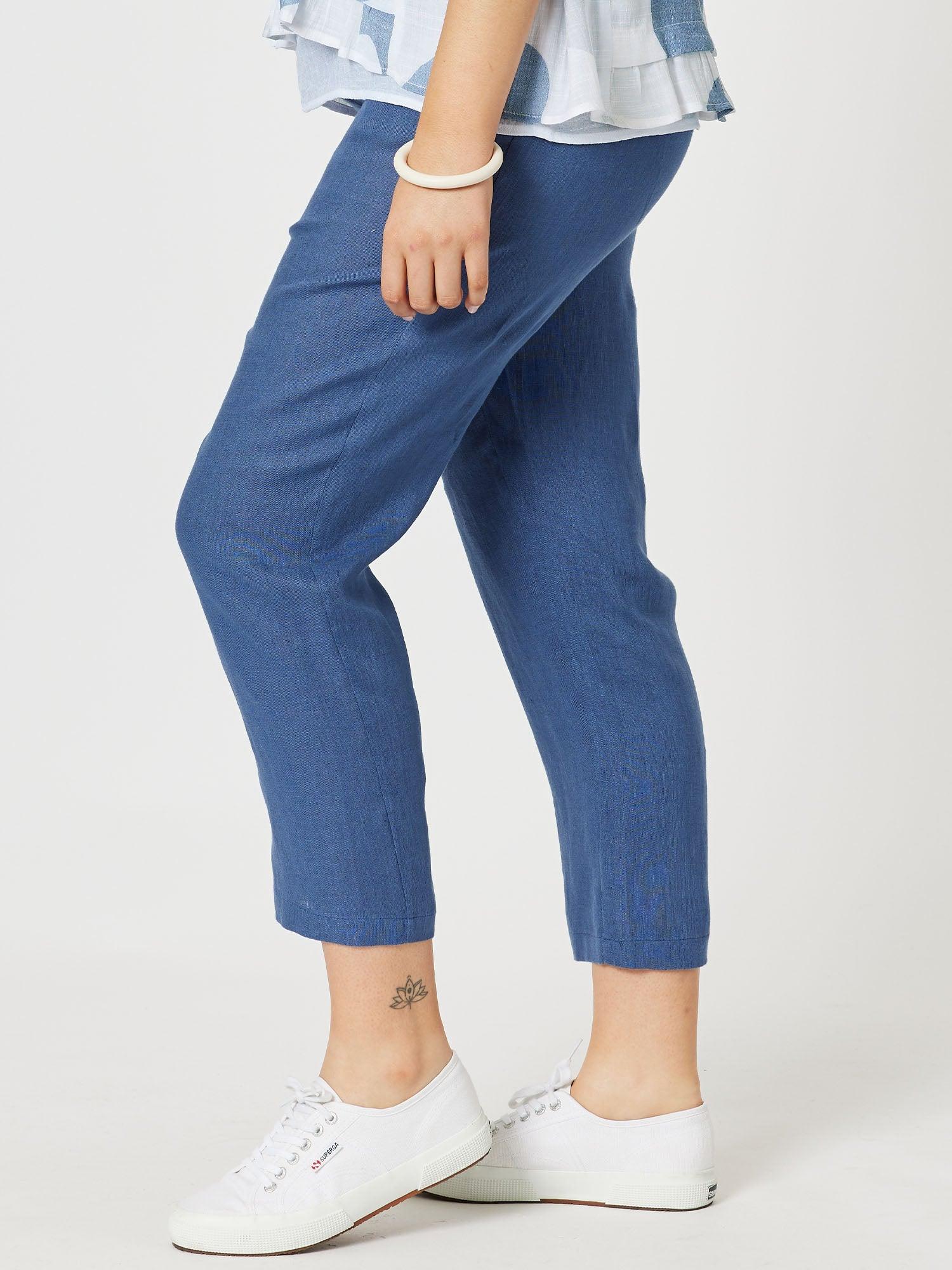 Side Pocket Linen Pant - Indigo
