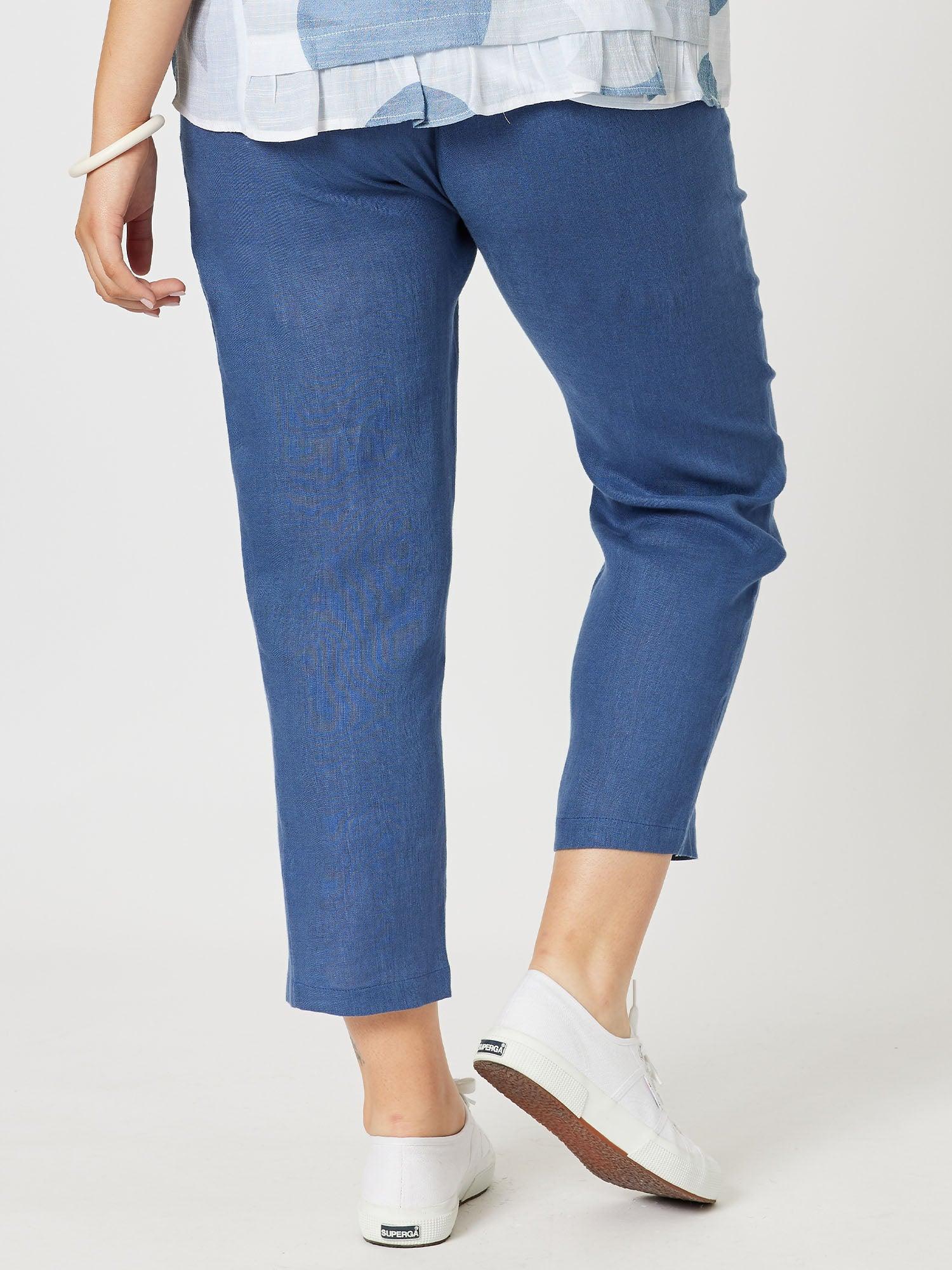 Side Pocket Linen Pant - Indigo