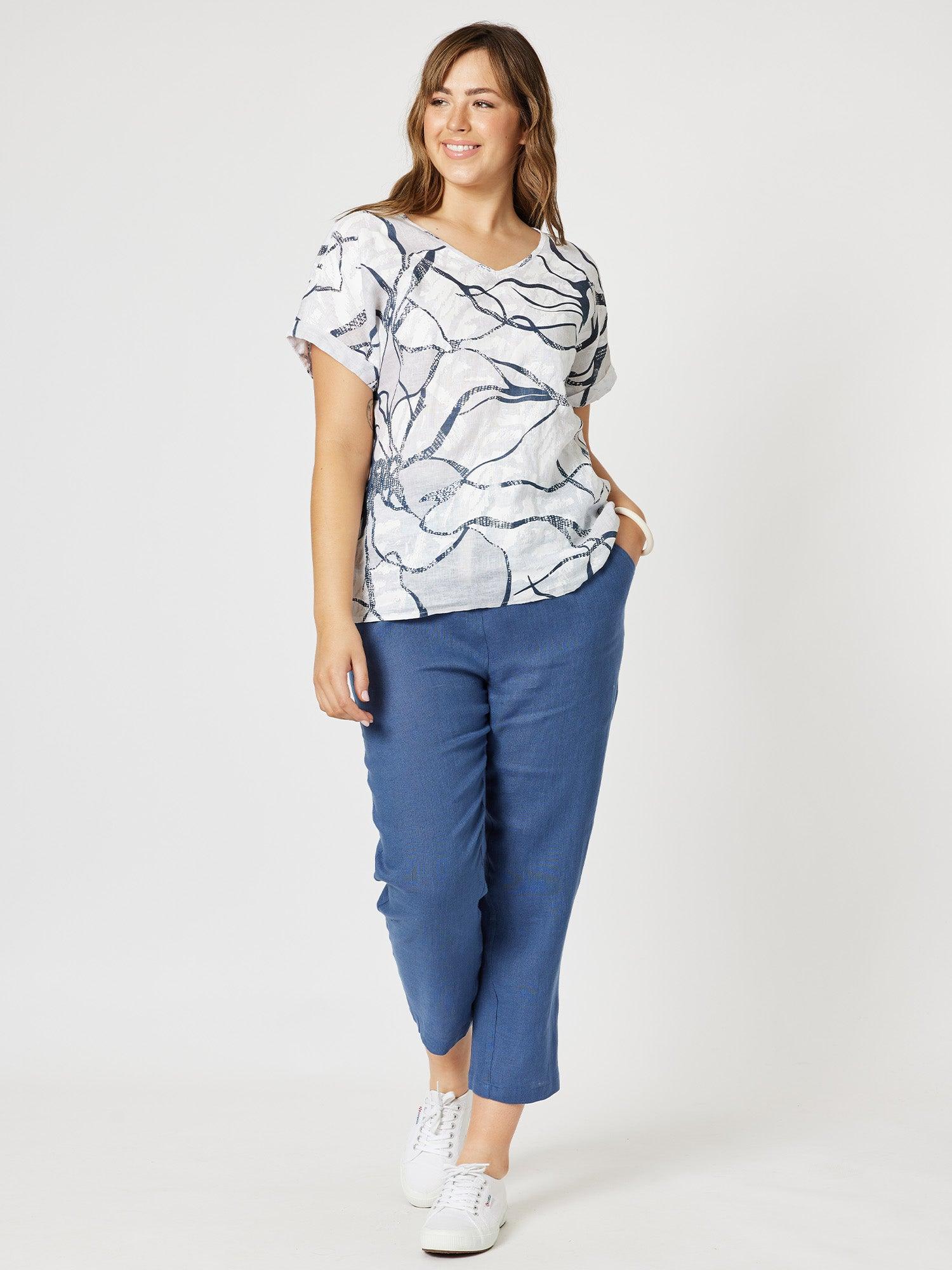 Side Pocket Linen Pant - Indigo