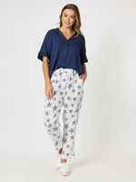 Frilled Sleeve Shirt - Navy