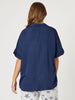 Frilled Sleeve Shirt - Navy