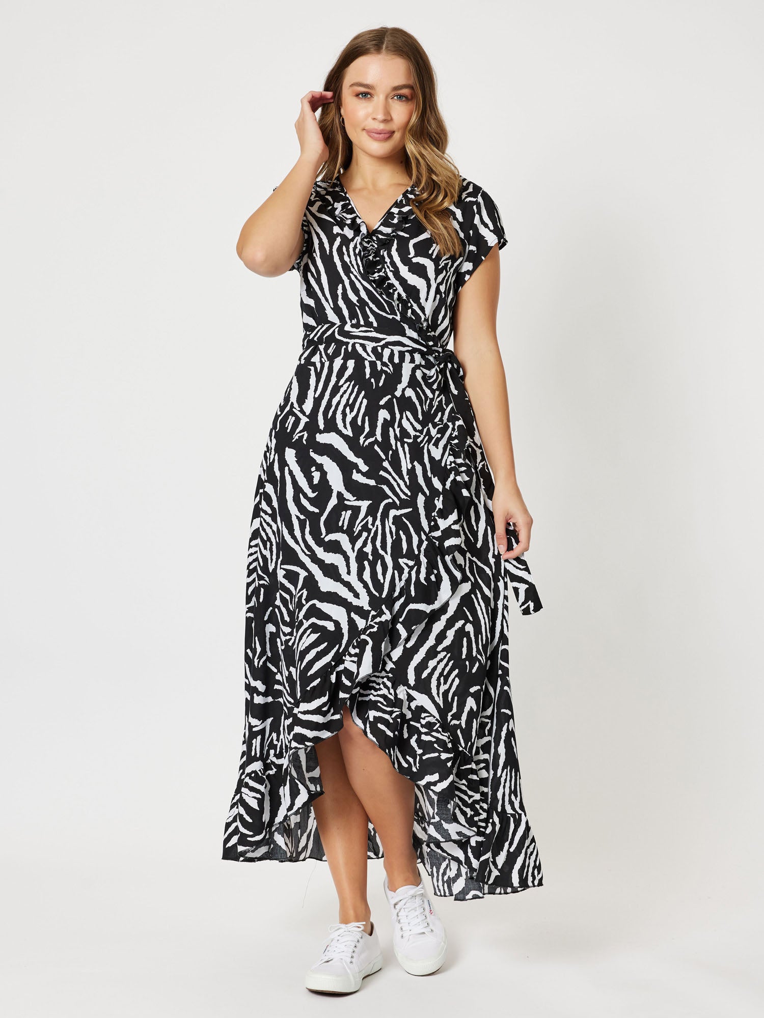 Zebra Print Wrap Dress - Zebra