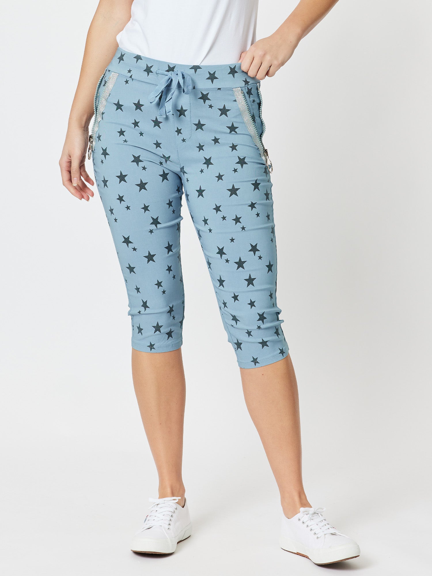 Crushed Star Print Shorts - Blue