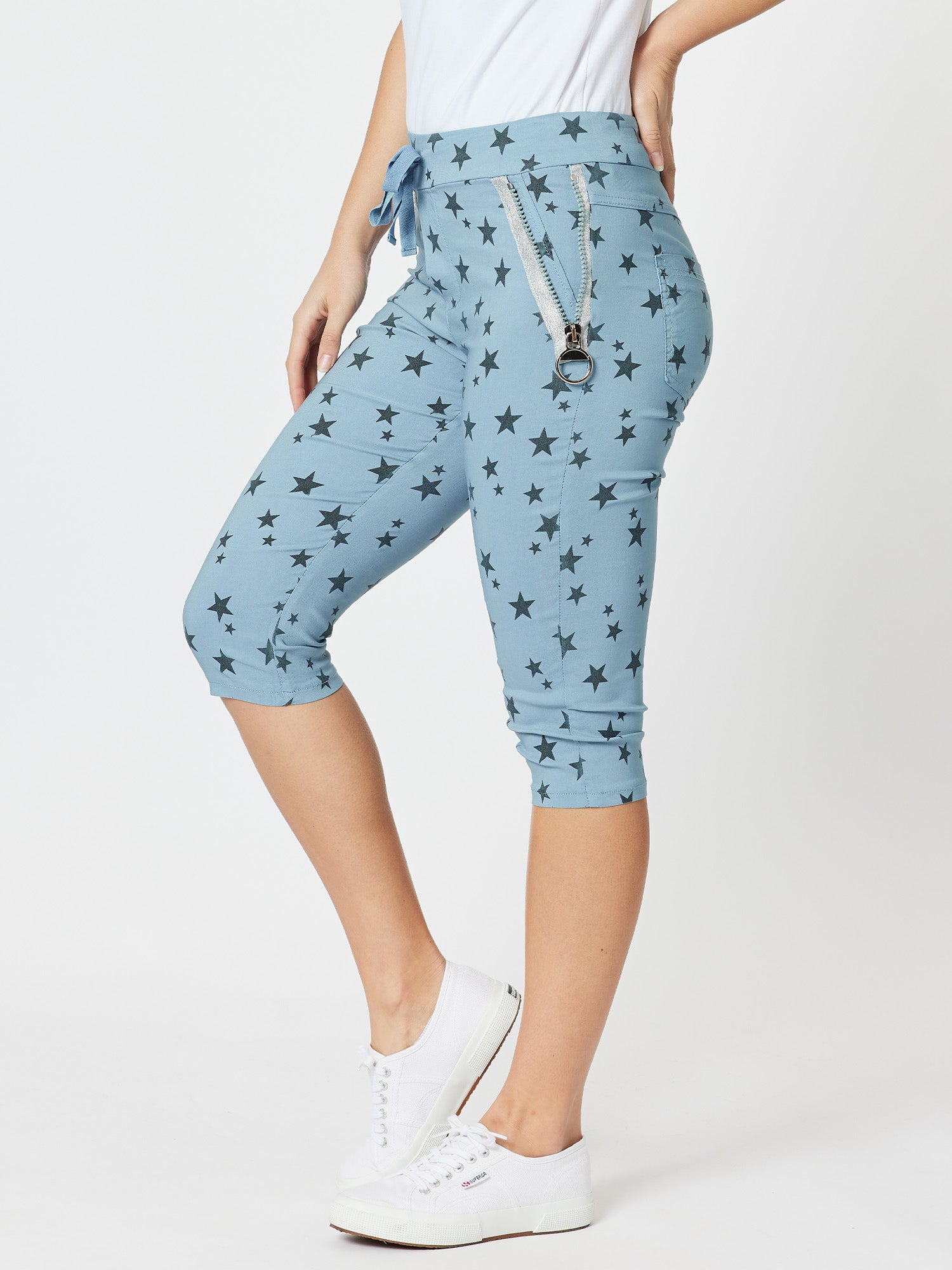 Crushed Star Print Shorts - Blue