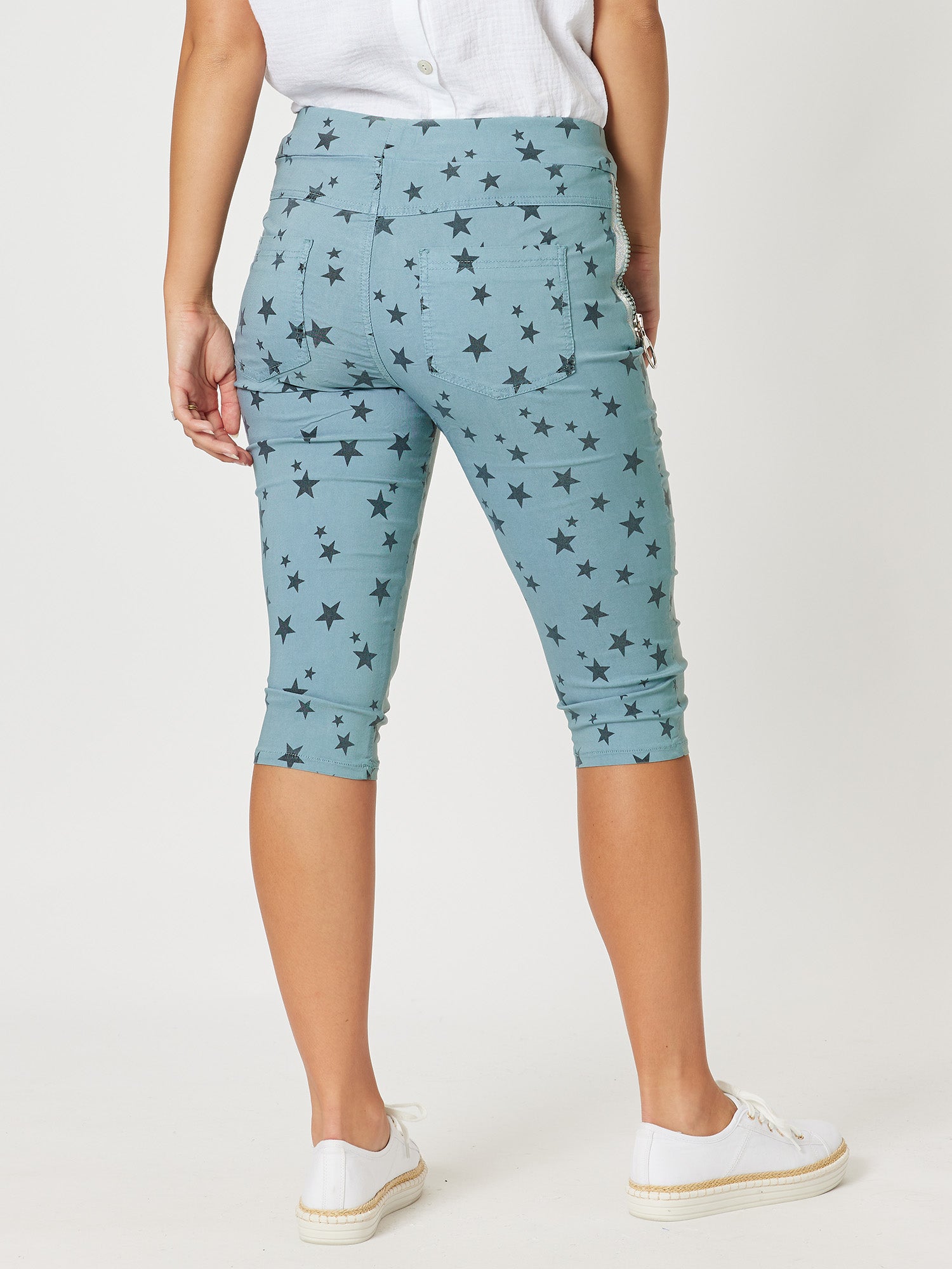 Crushed Star Print Shorts - Blue