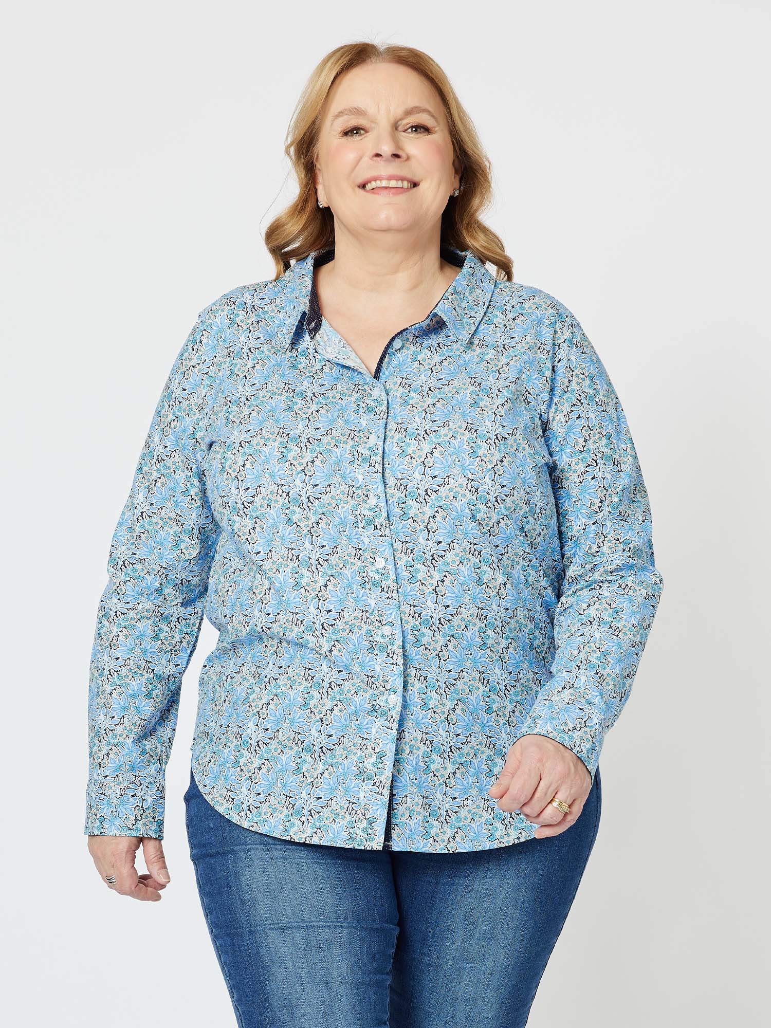 Chelsea Print Shirt - Cornflower