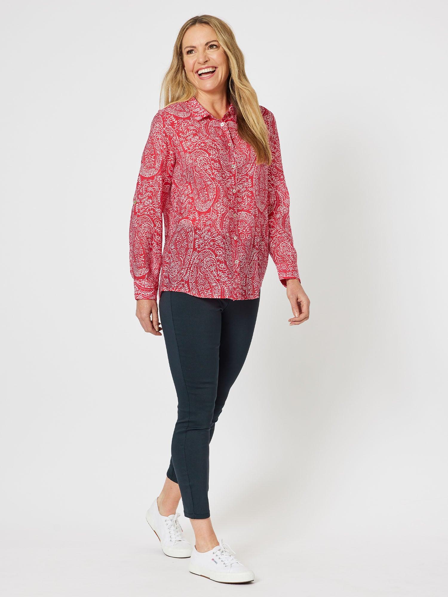 Cherry Paisley Shirt - Red