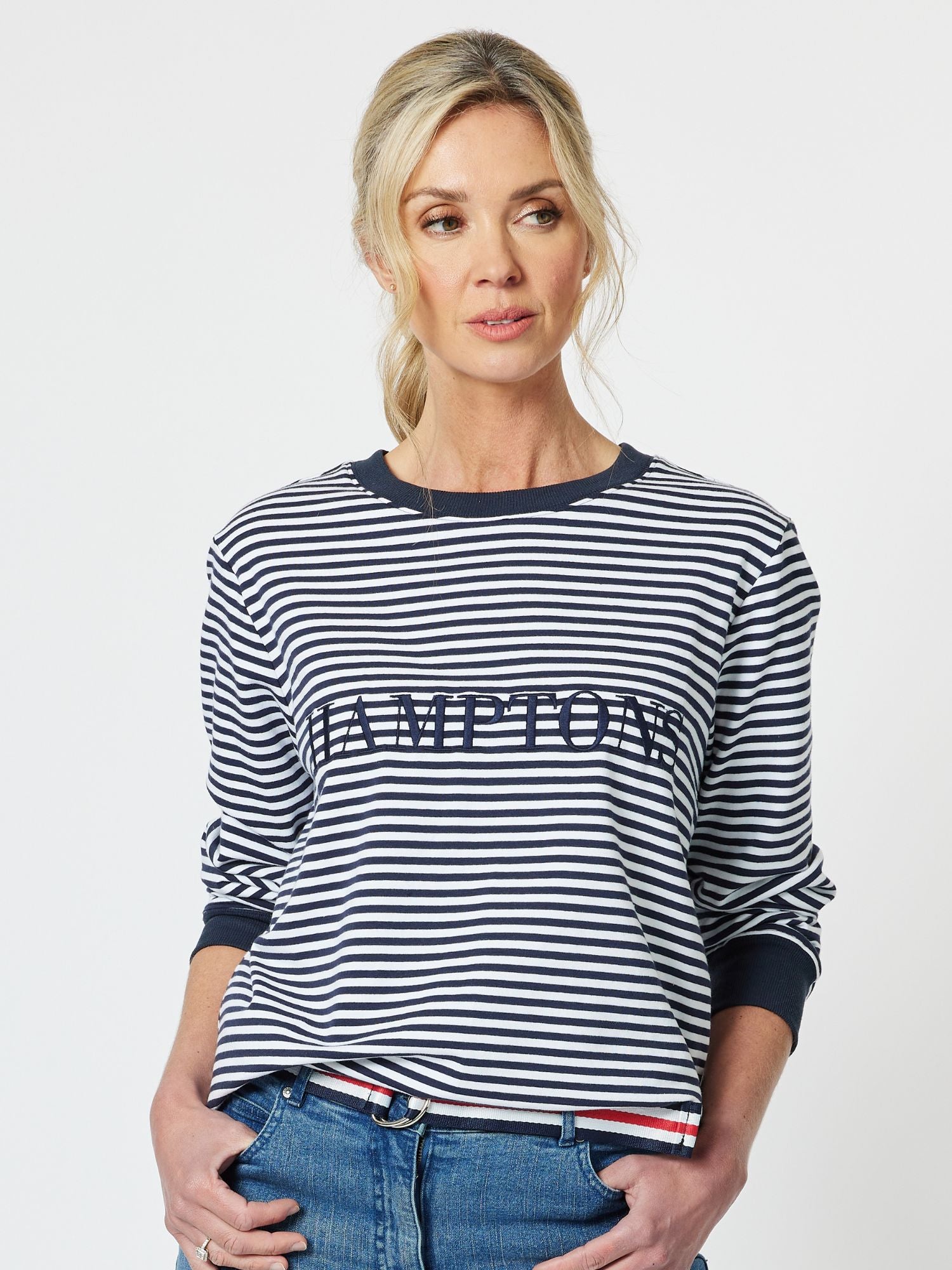 Hampton Stripe Sweatshirt - Navy