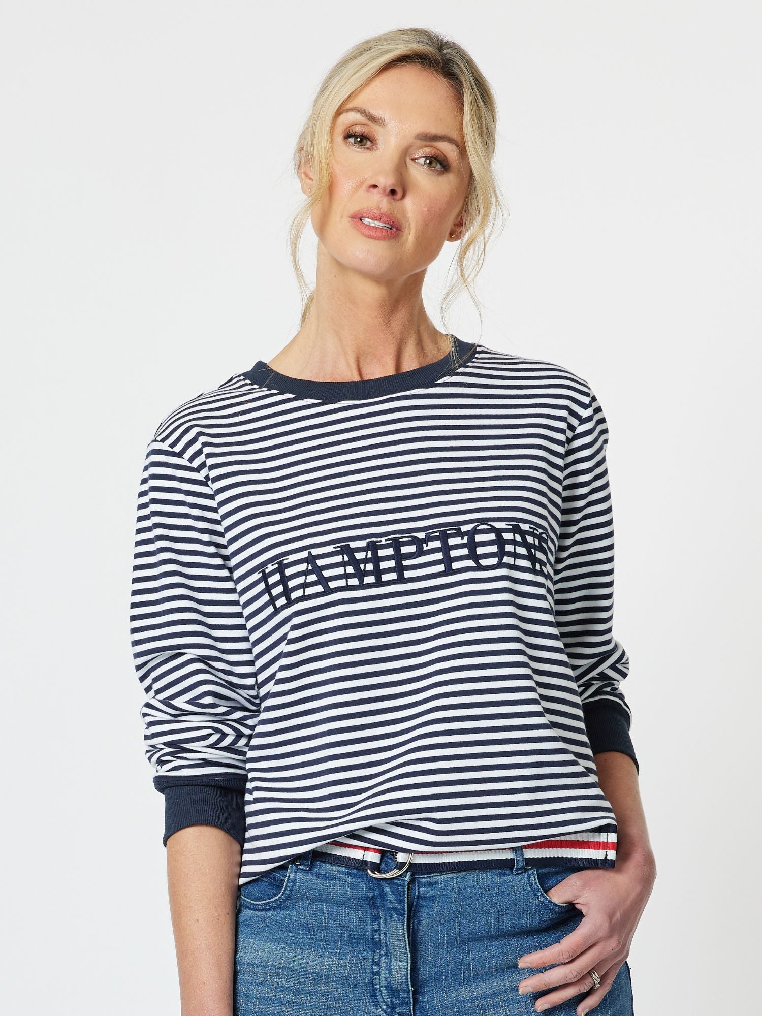 Hampton Stripe Sweatshirt - Navy