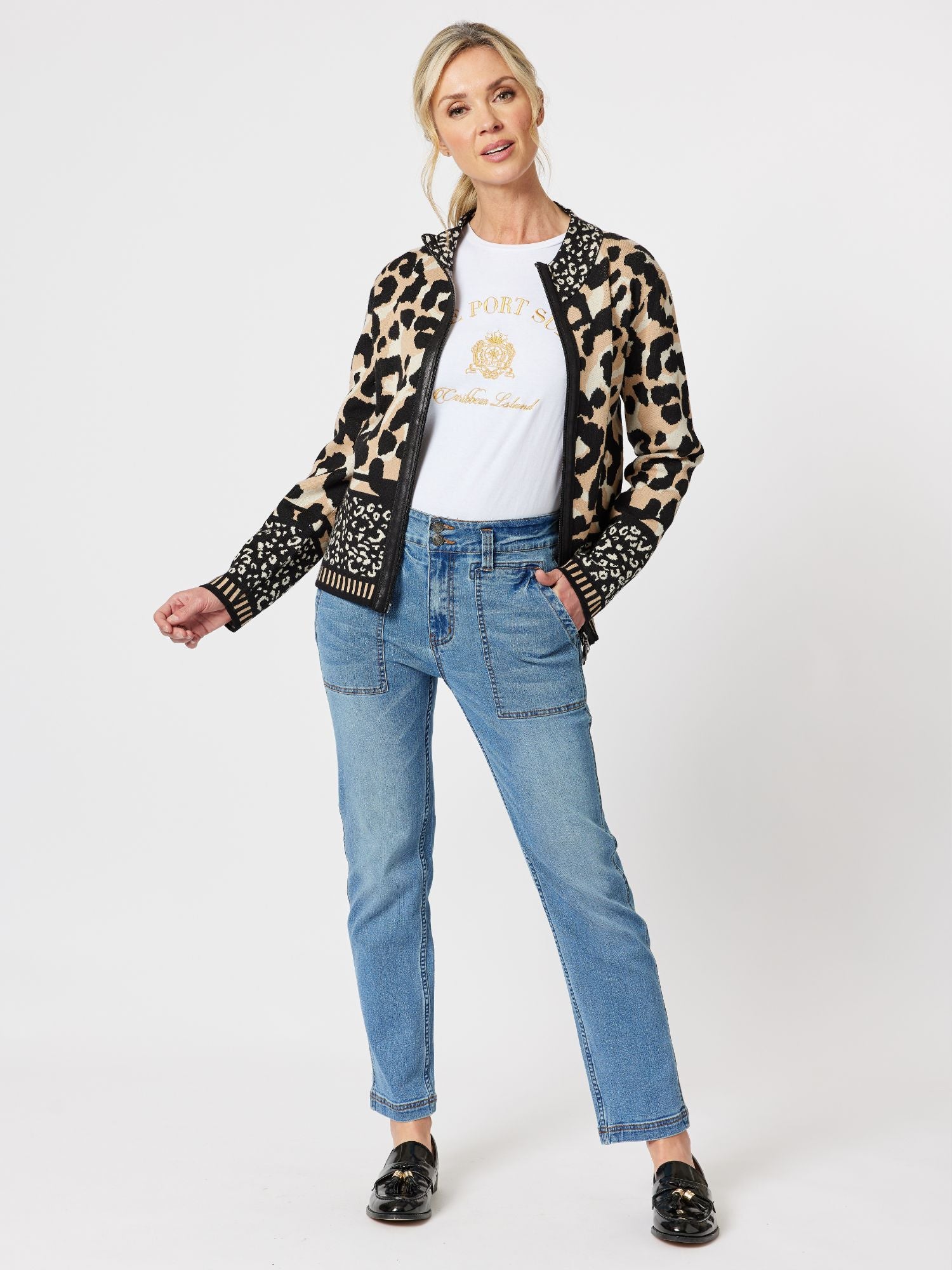 Hudson Animal Knit Top Cardigan - Toffee