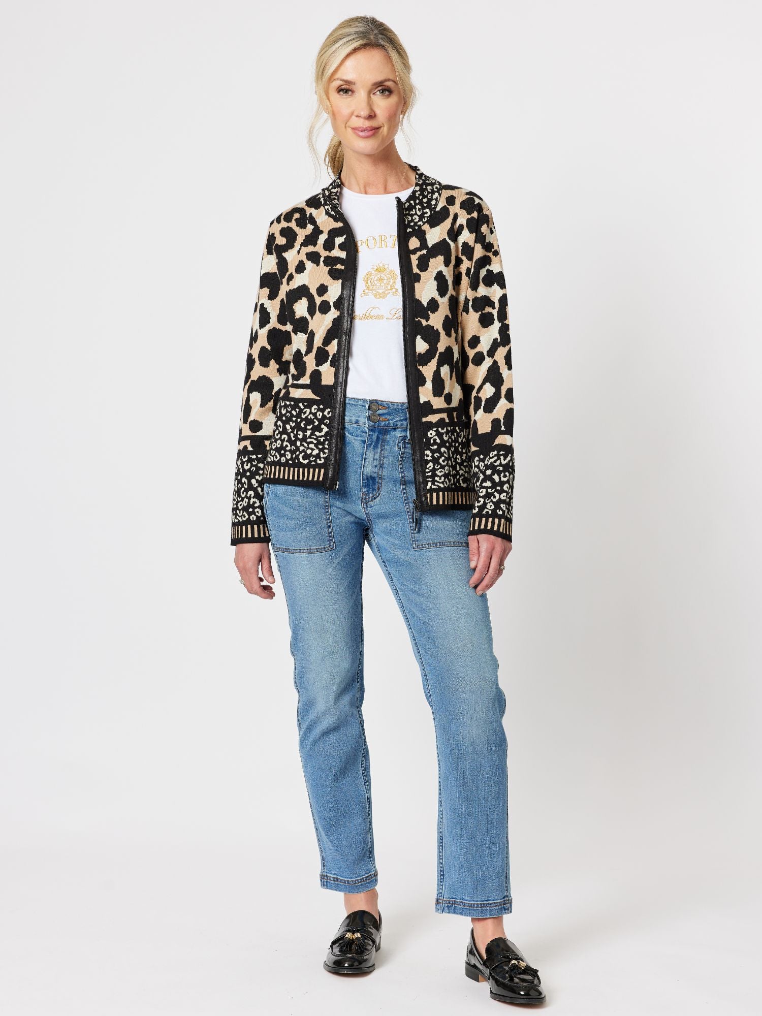 Hudson Animal Knit Top Cardigan - Toffee