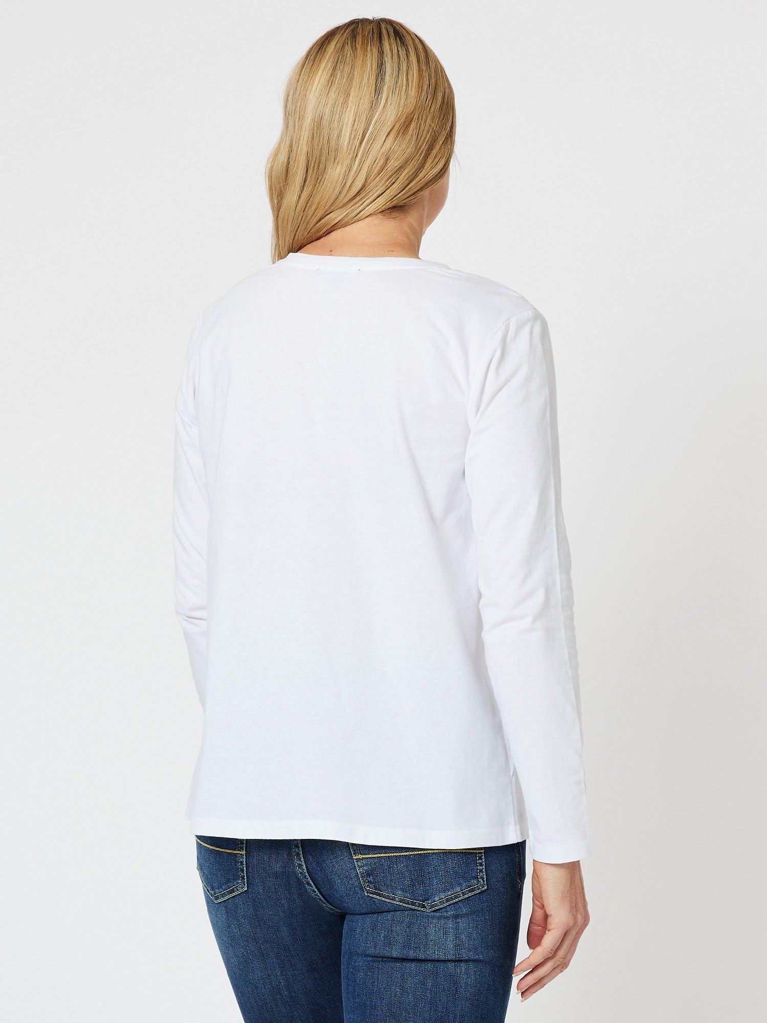 Heart Print Long Sleeve Top - White