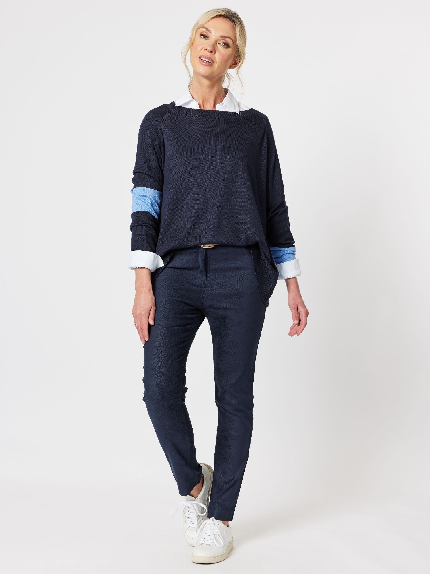 Animal Print Stretch Suede Jean - Midnight