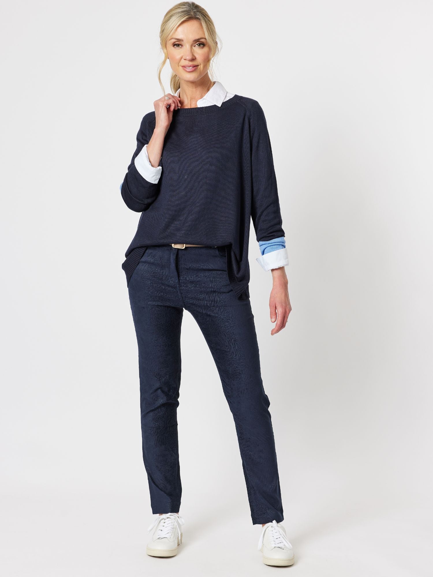 Animal Print Stretch Suede Jean - Midnight