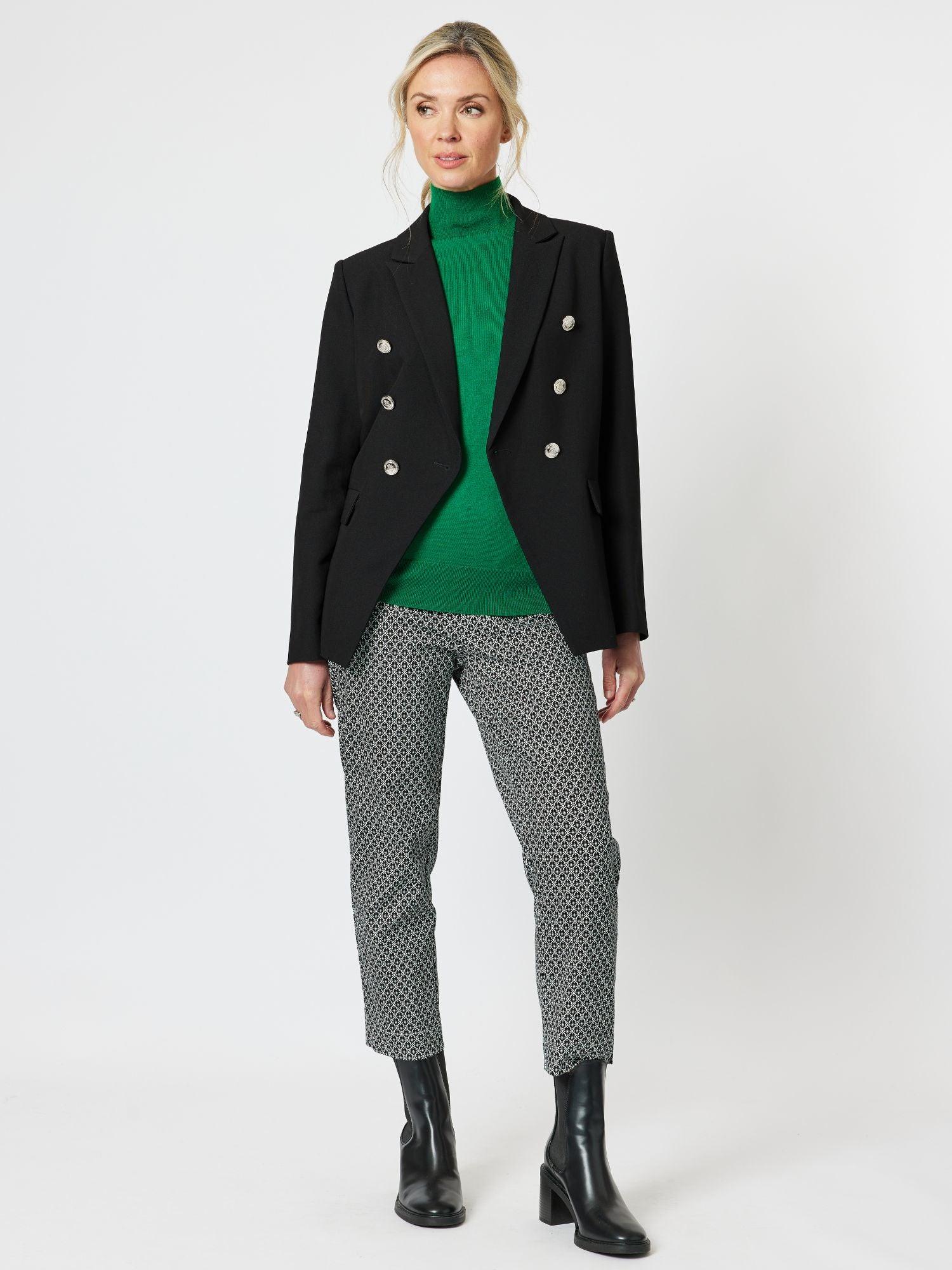 Jacquard Stretch Pull On Pant - Black
