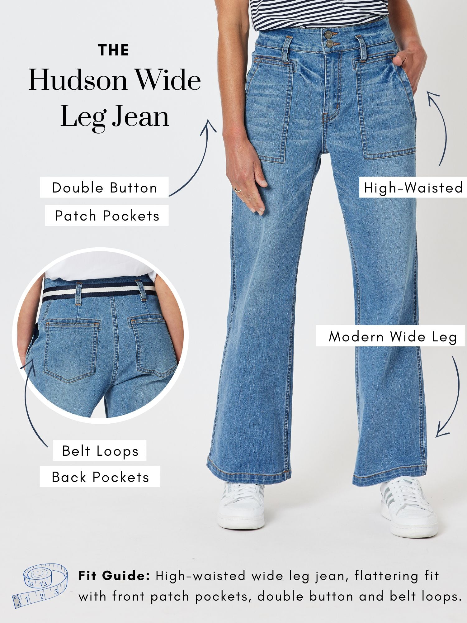 Hudson High Rise Wide Leg Jean - Denim