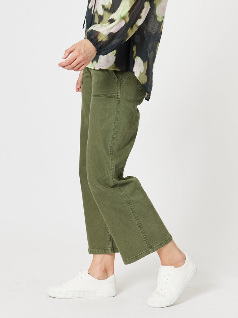 Hudson High Rise Wide Leg Jean - Khaki