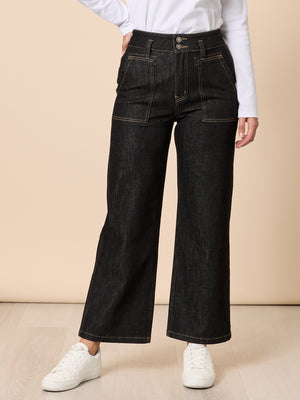 Hudson High Rise Wide Leg Jean - Black