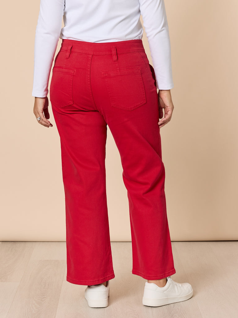 Hudson High Rise Wide Leg Jean - Red rc&co