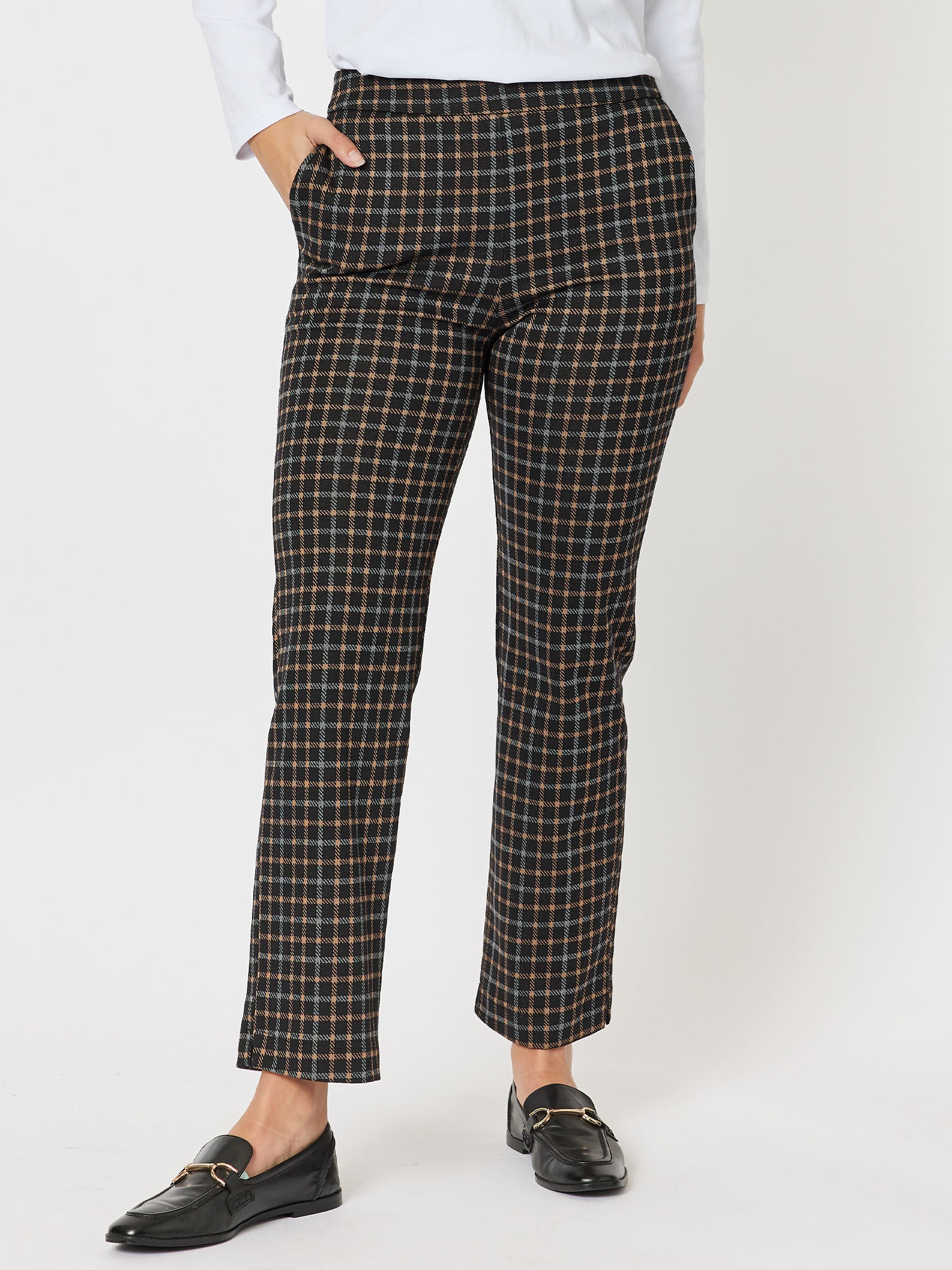 Charlie Check Pull On Pant - Black