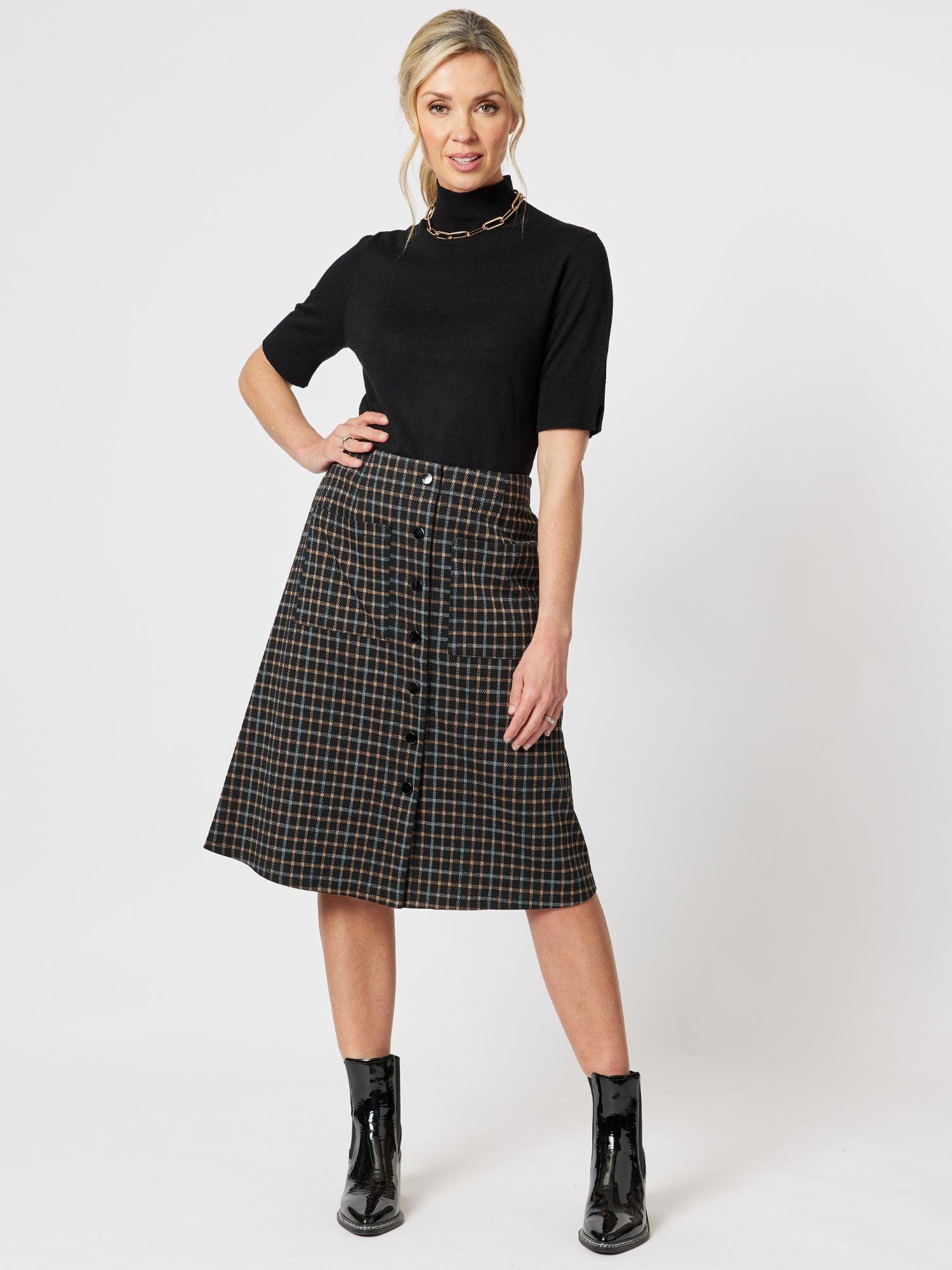 Charlie Check Aline Skirt - Black