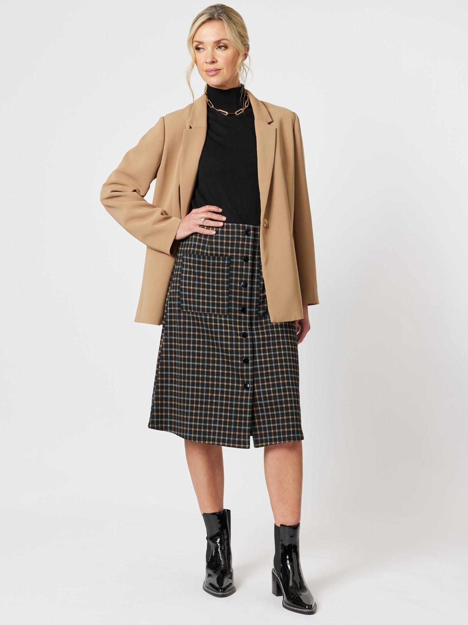 Charlie Check Aline Skirt - Black