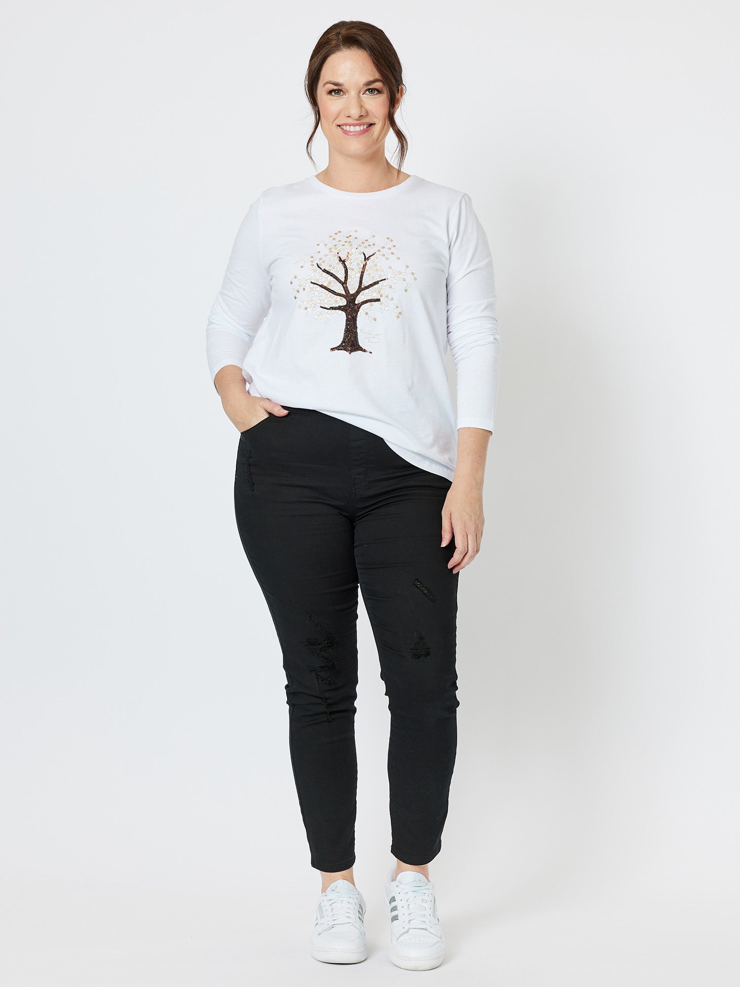 Tree Of Life Long Sleeve Top - White