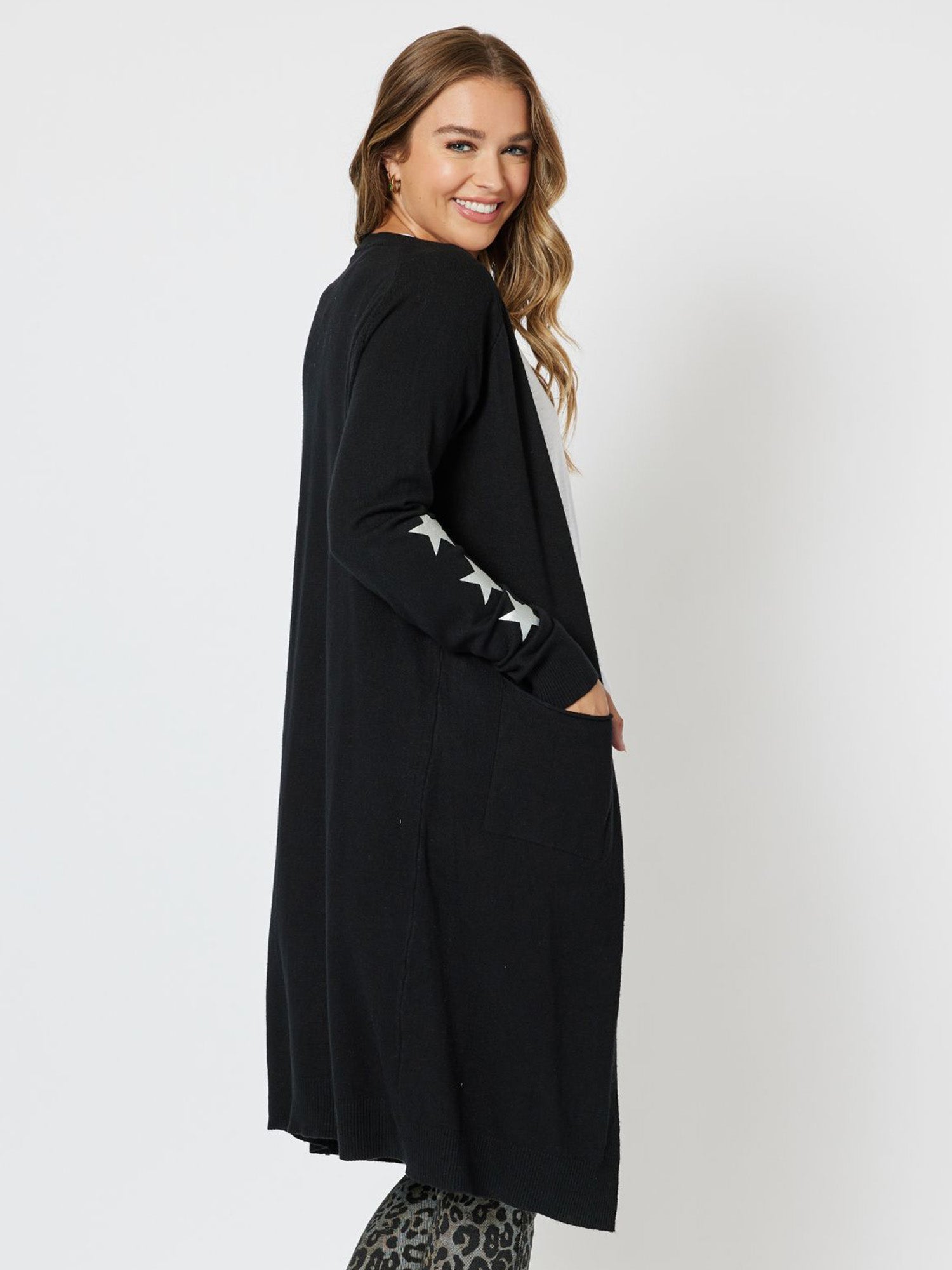 Superstar Longline Cardigan - Black