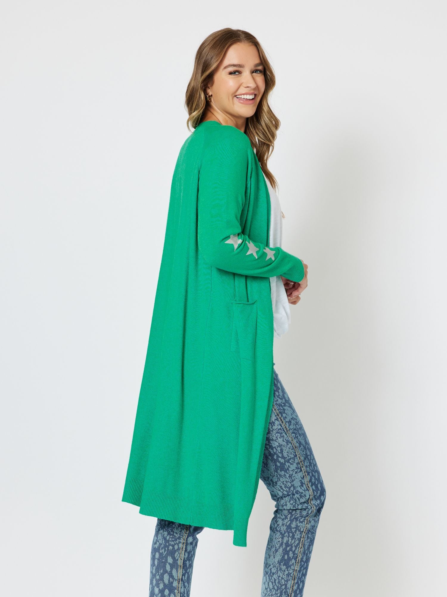 Superstar Longline Cardigan - Jade