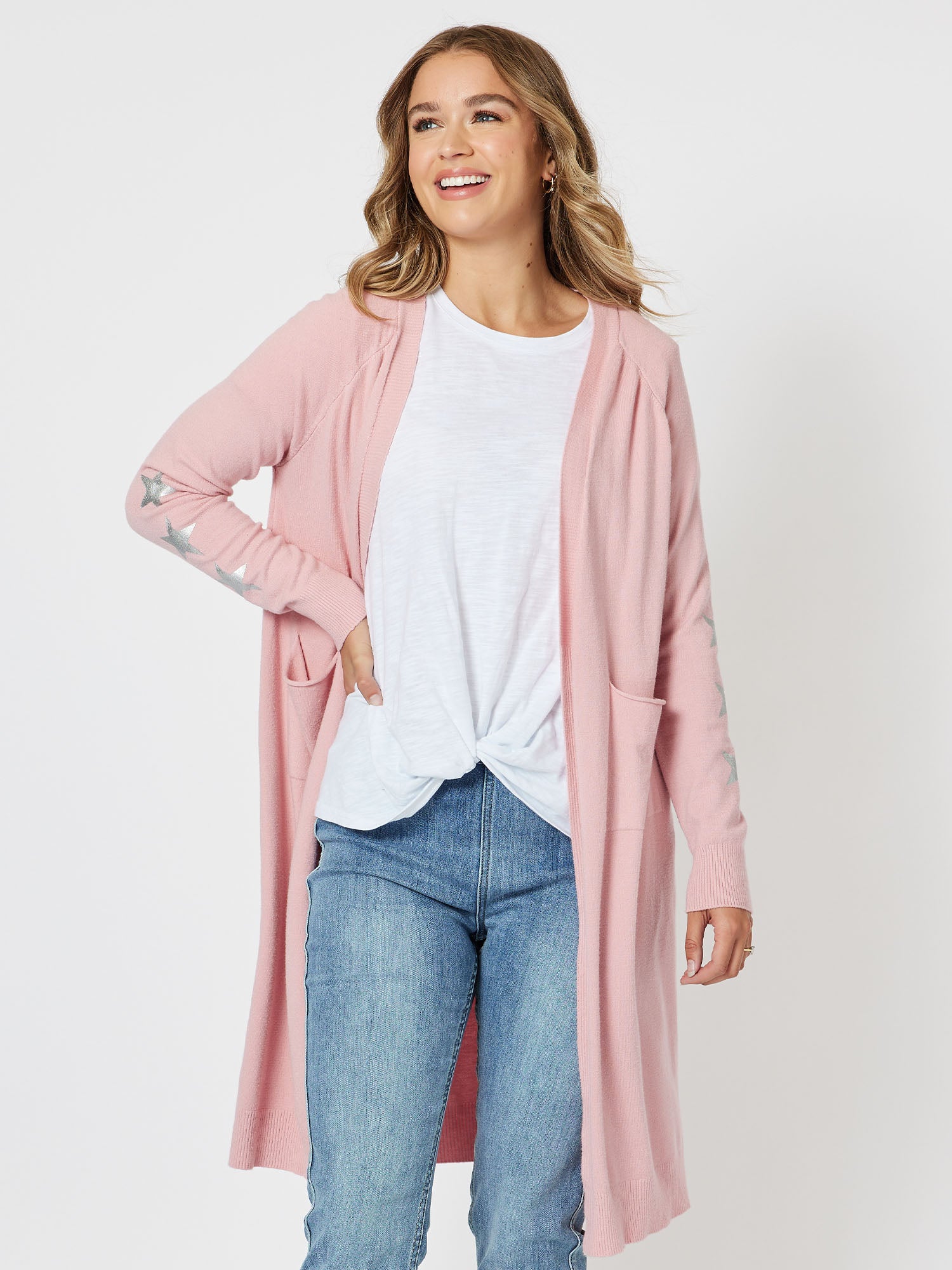 Superstar Longline Cardigan - Rose