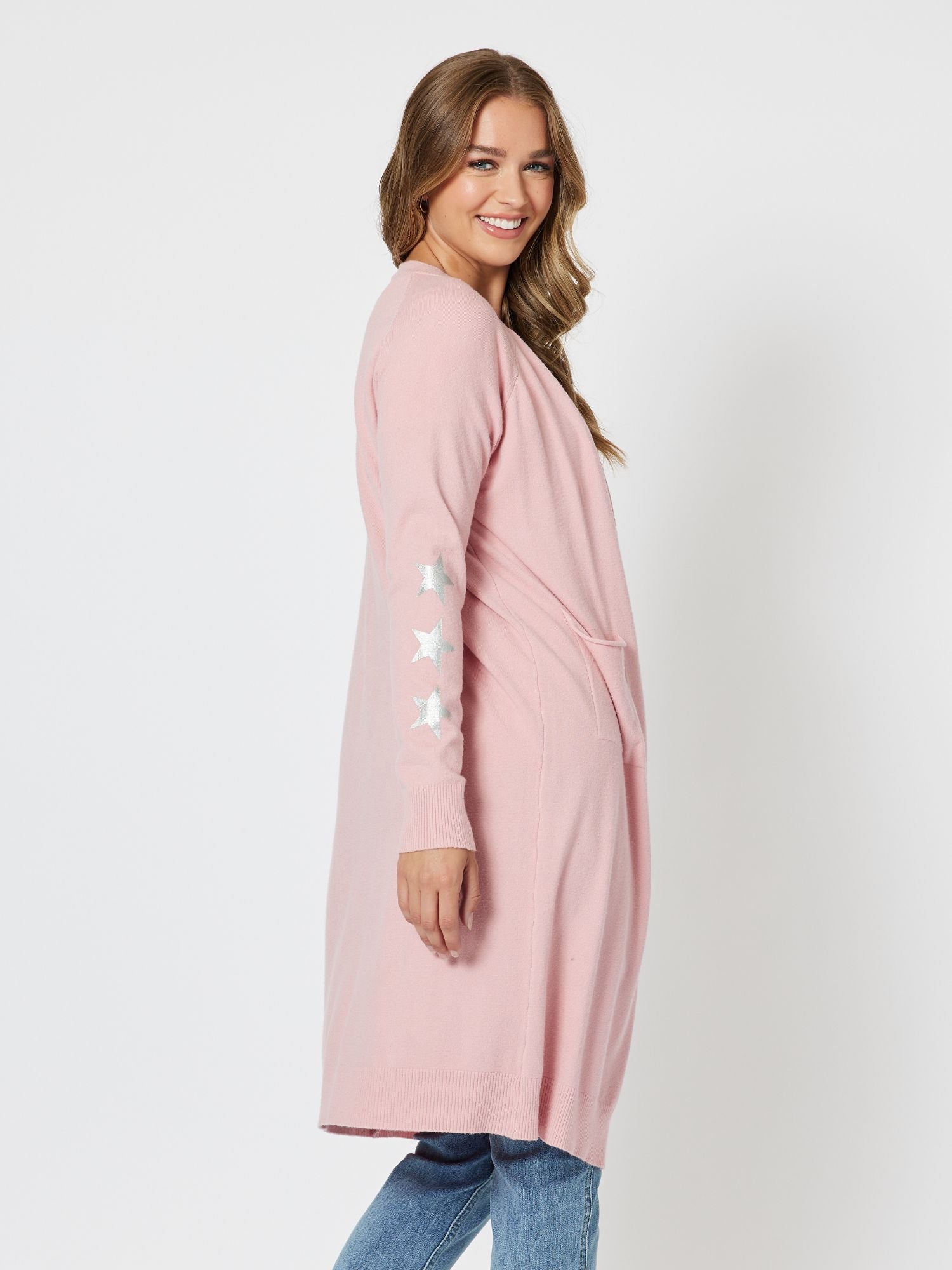Superstar Longline Cardigan - Rose