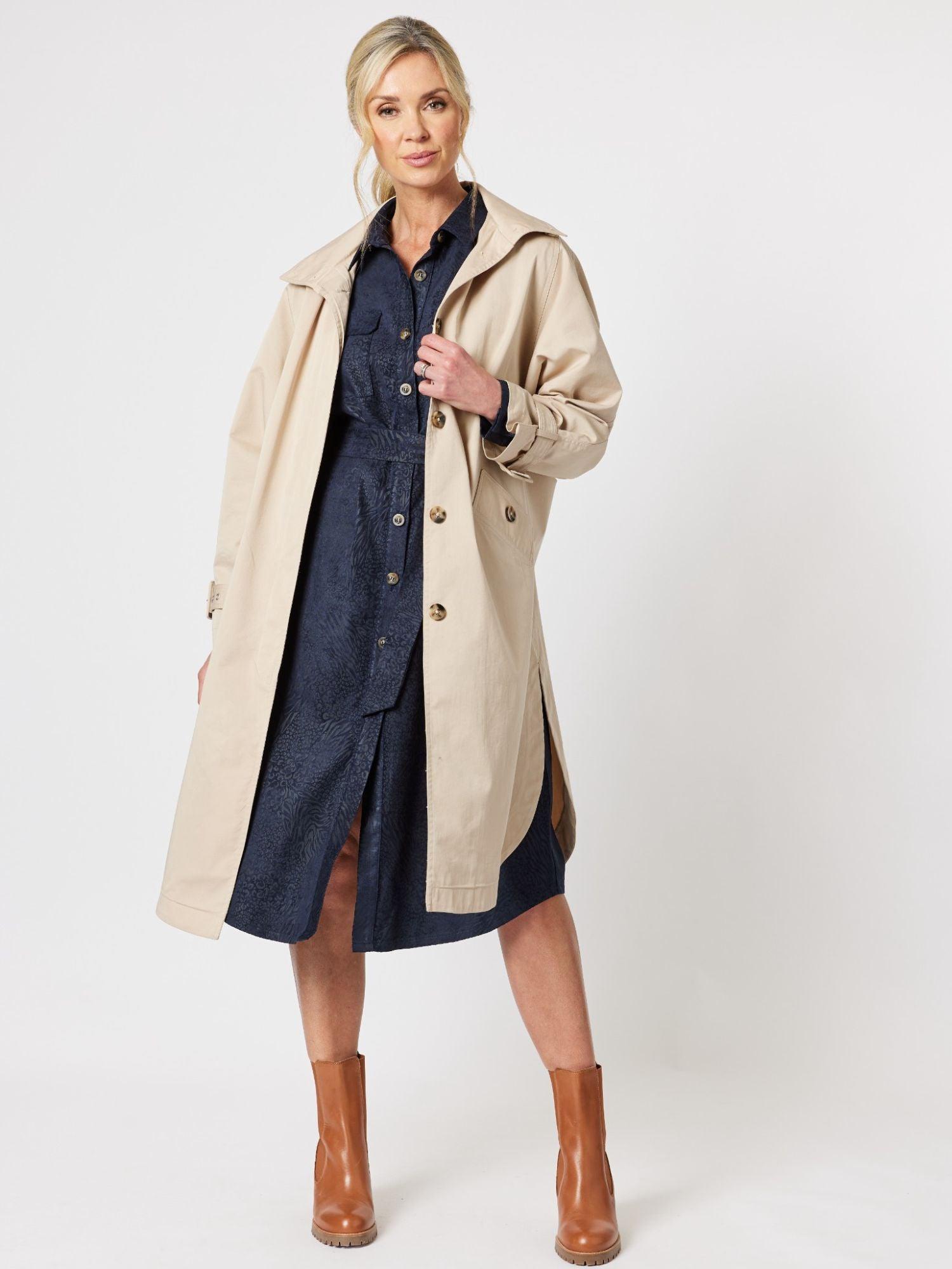 Print Stretch Suede Shirtdress - Midnight