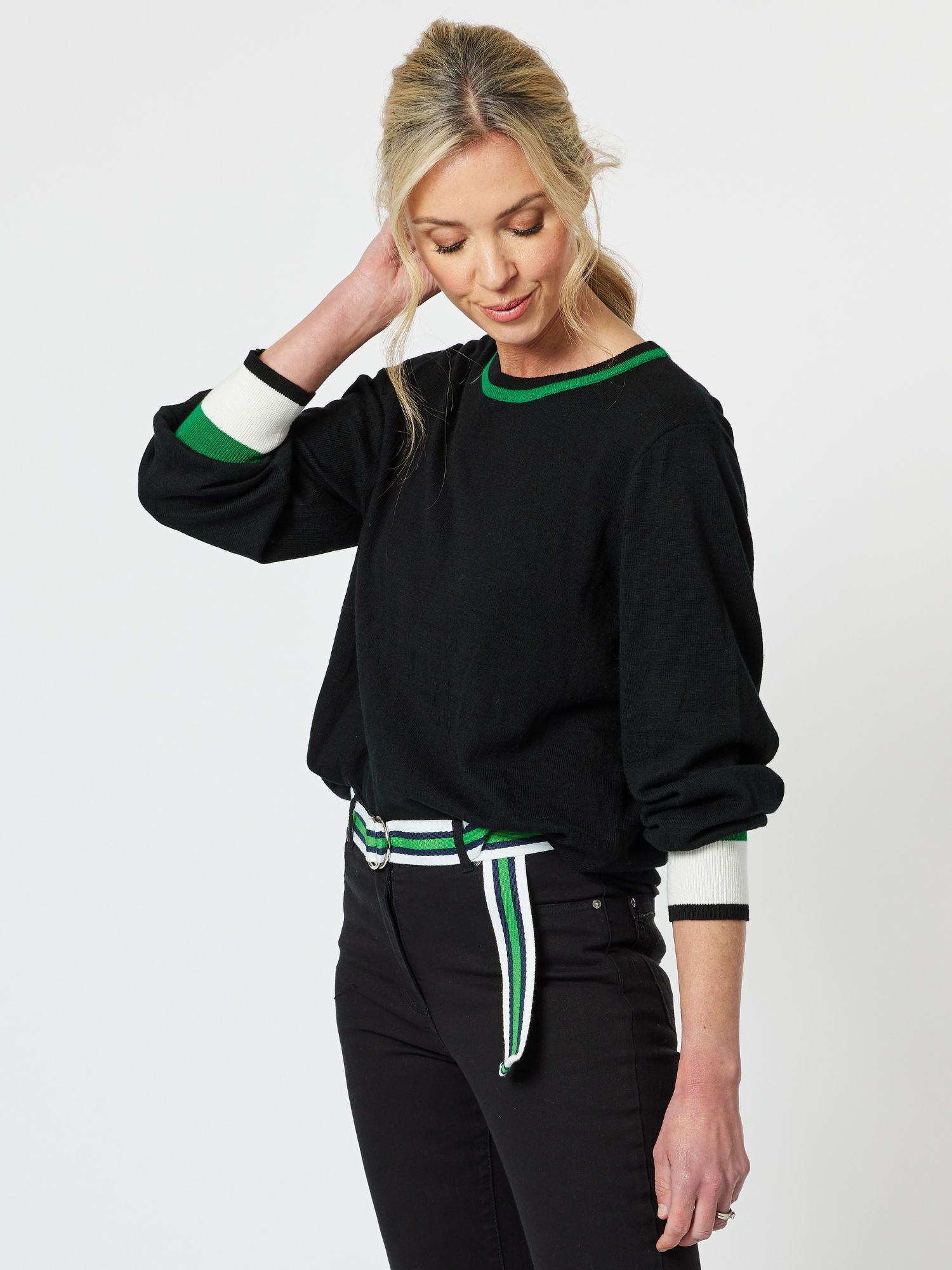 Quin Knit Top Jumper - Green
