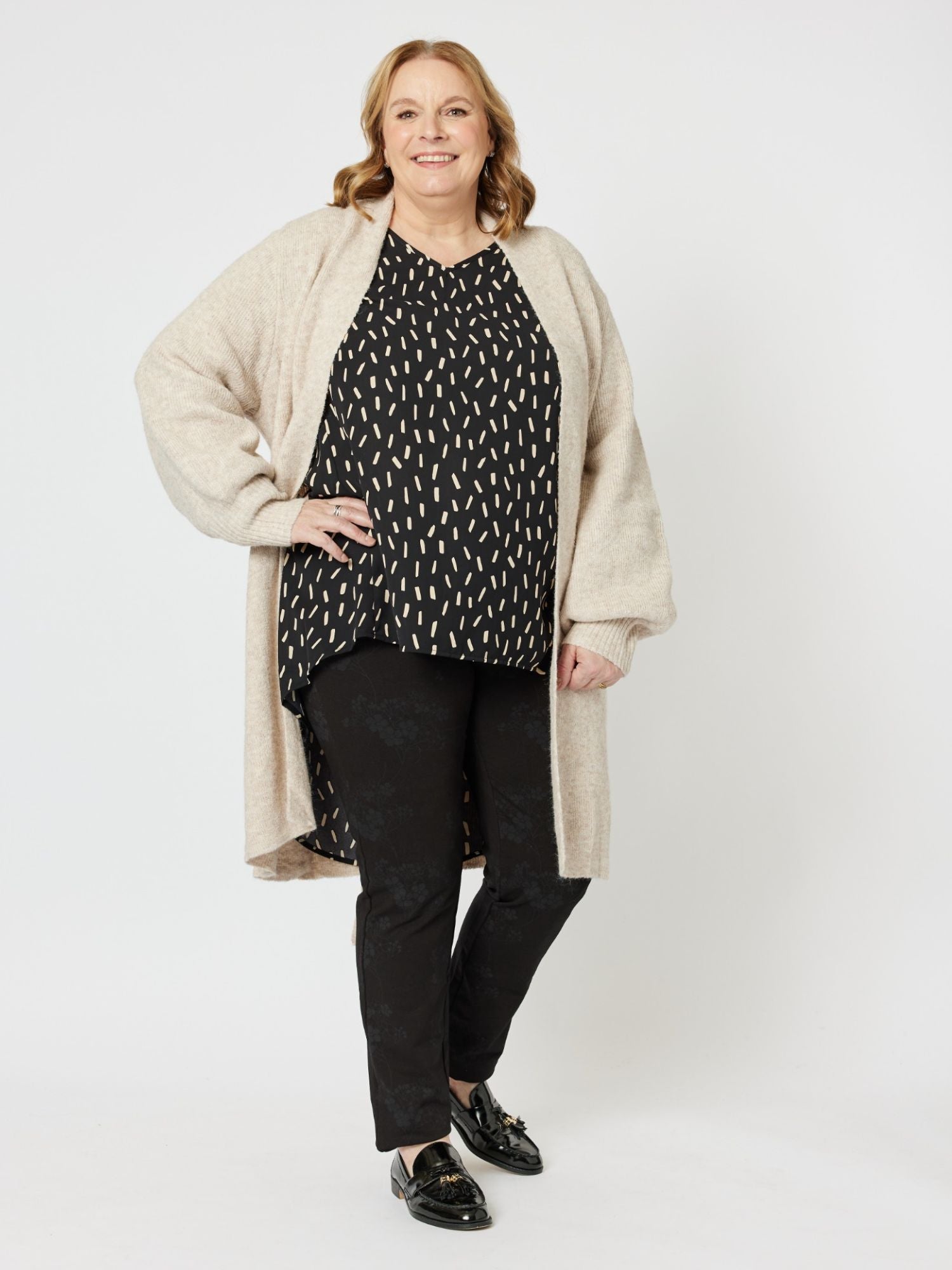 Kimmy Print Top - Black