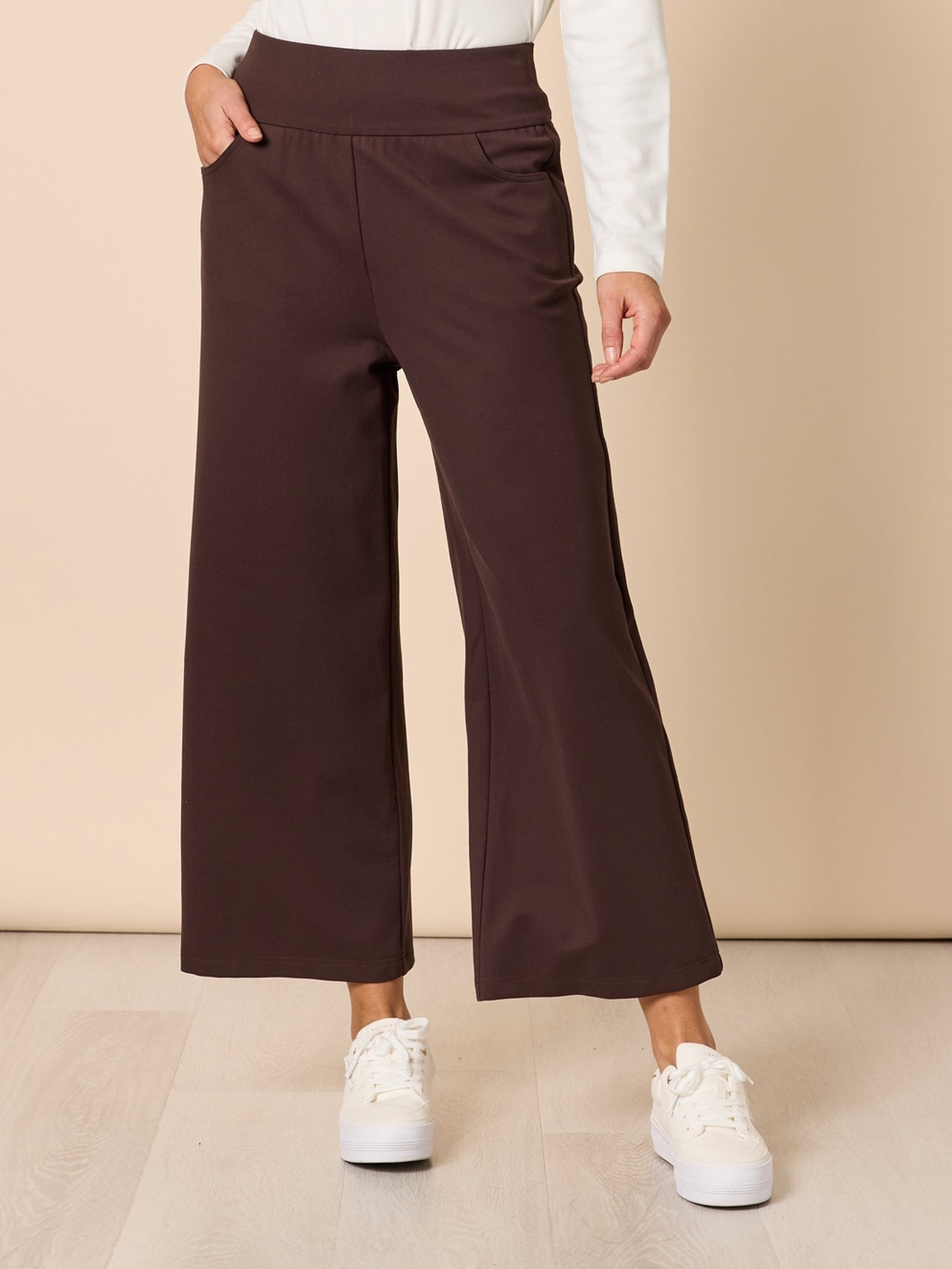 Kimmy Ponte Wide Leg Pant - Coffee