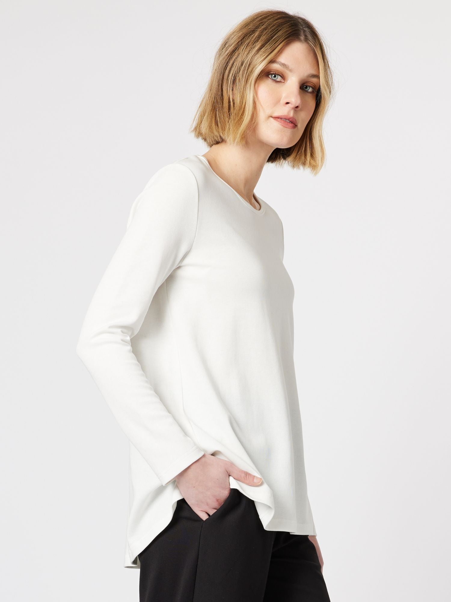 Milano A line Long Sleeve Top - Ivory