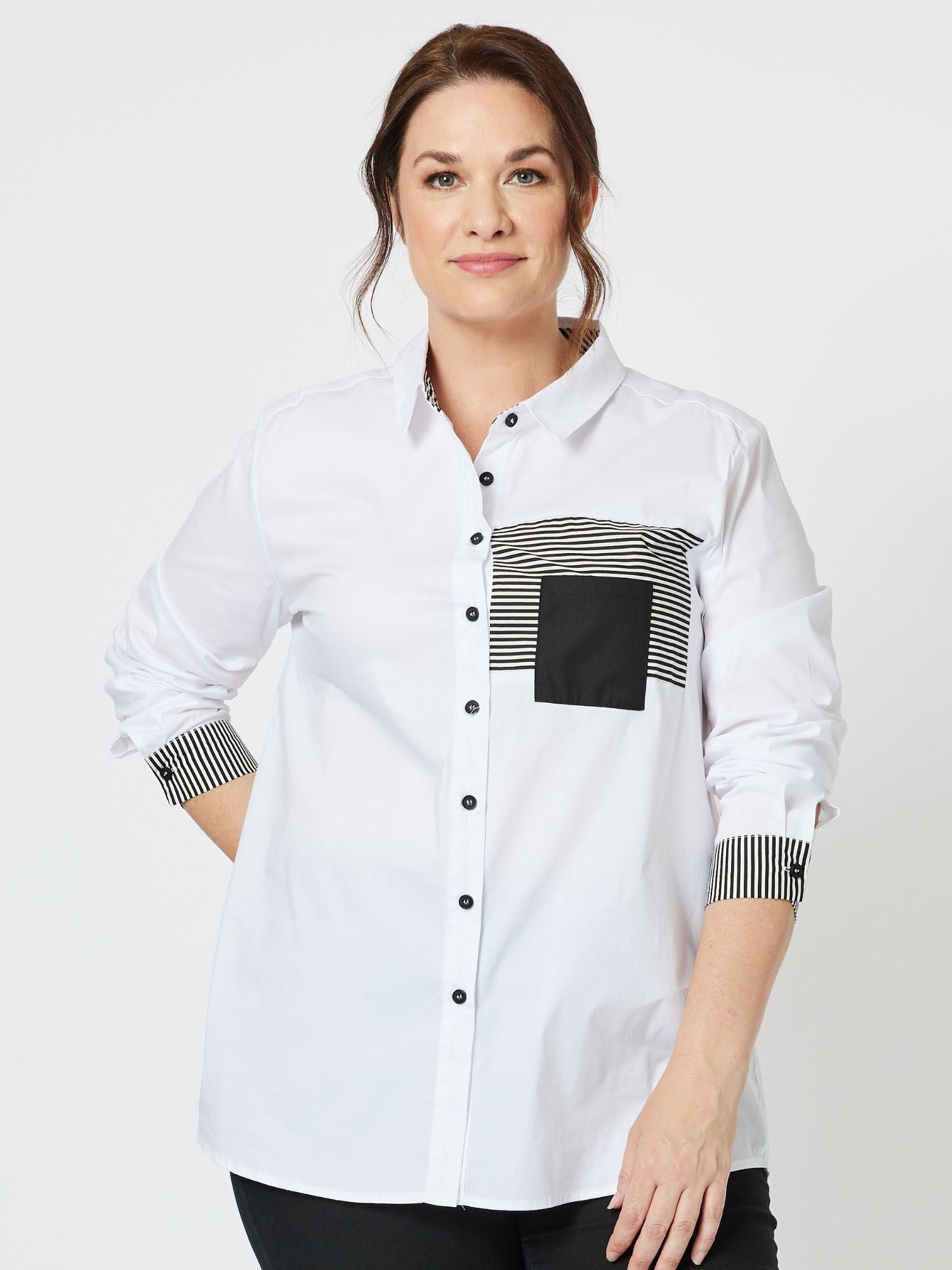 Stripe Trim Shirt - White