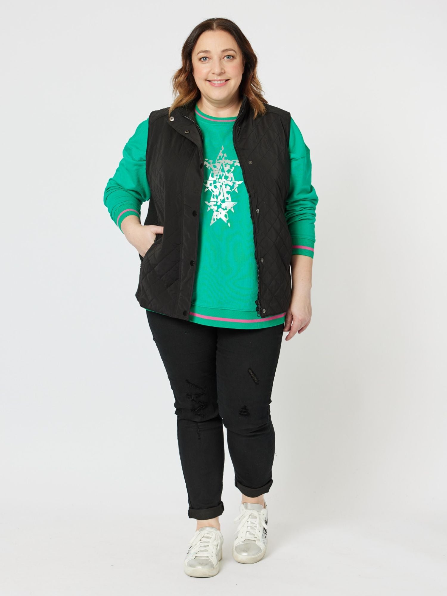 Olivia Cotton Star Sweatshirt - Jade
