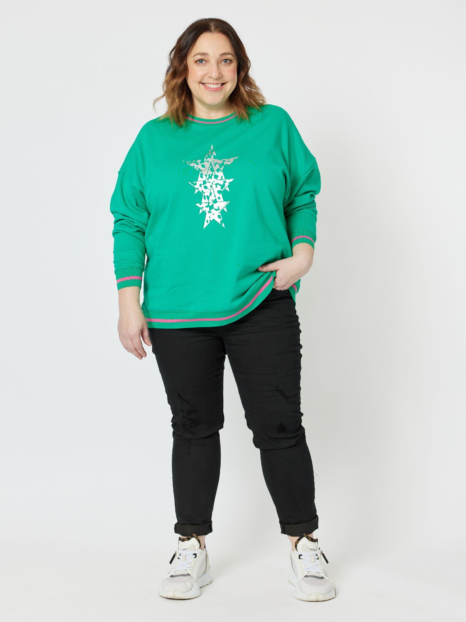 Olivia Cotton Star Sweatshirt - Jade